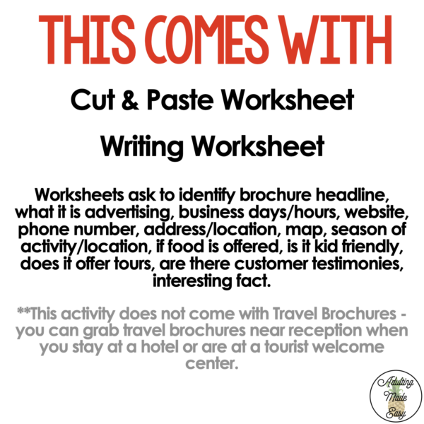 Reading Travel Brochures Worksheets - Image 2