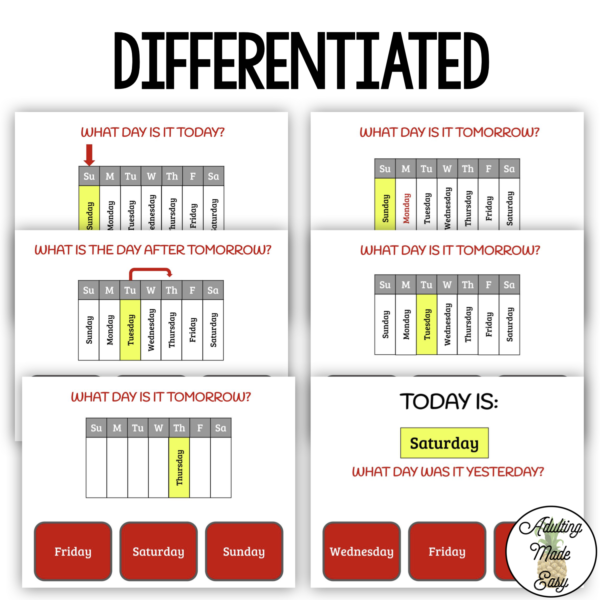 Today, Tomorrow, & Yesterday Calendar Digital Task Cards - Image 2
