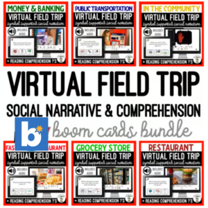 Virtual Field Trip Social Narrative & Comprehension BOOM CARDS BUNDLE SS