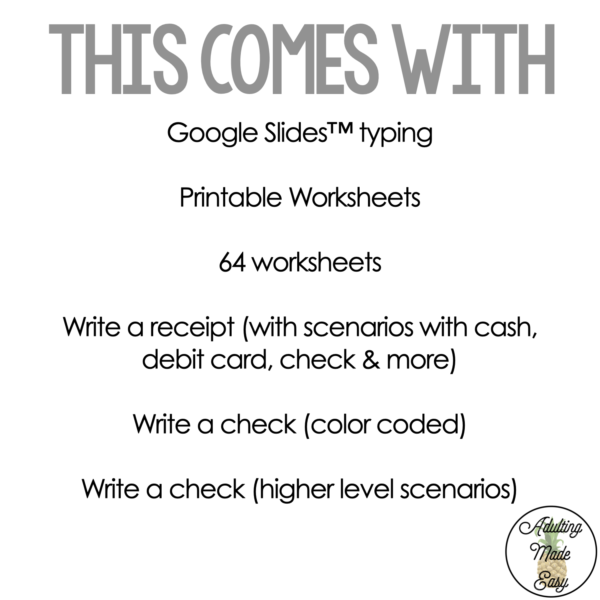 Writing Checks & Receipts Worksheets and Google Slides - Image 2