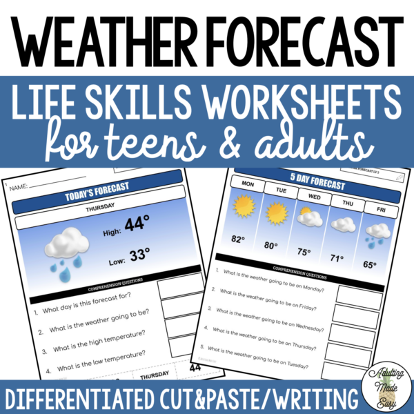 Reading Weather Forecasts Worksheets