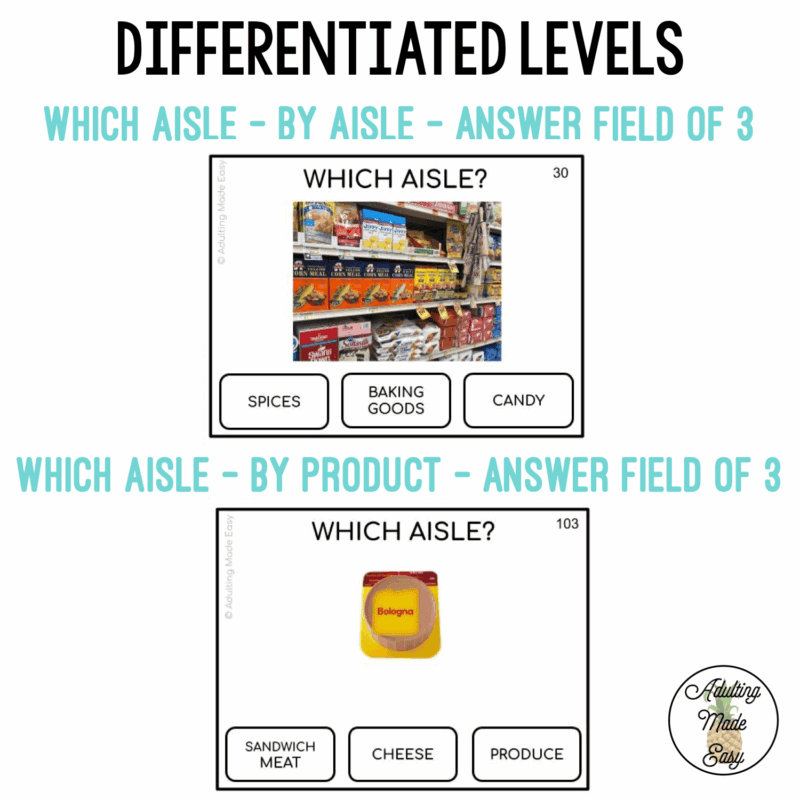 Which Aisle? Grocery Store Task Cards