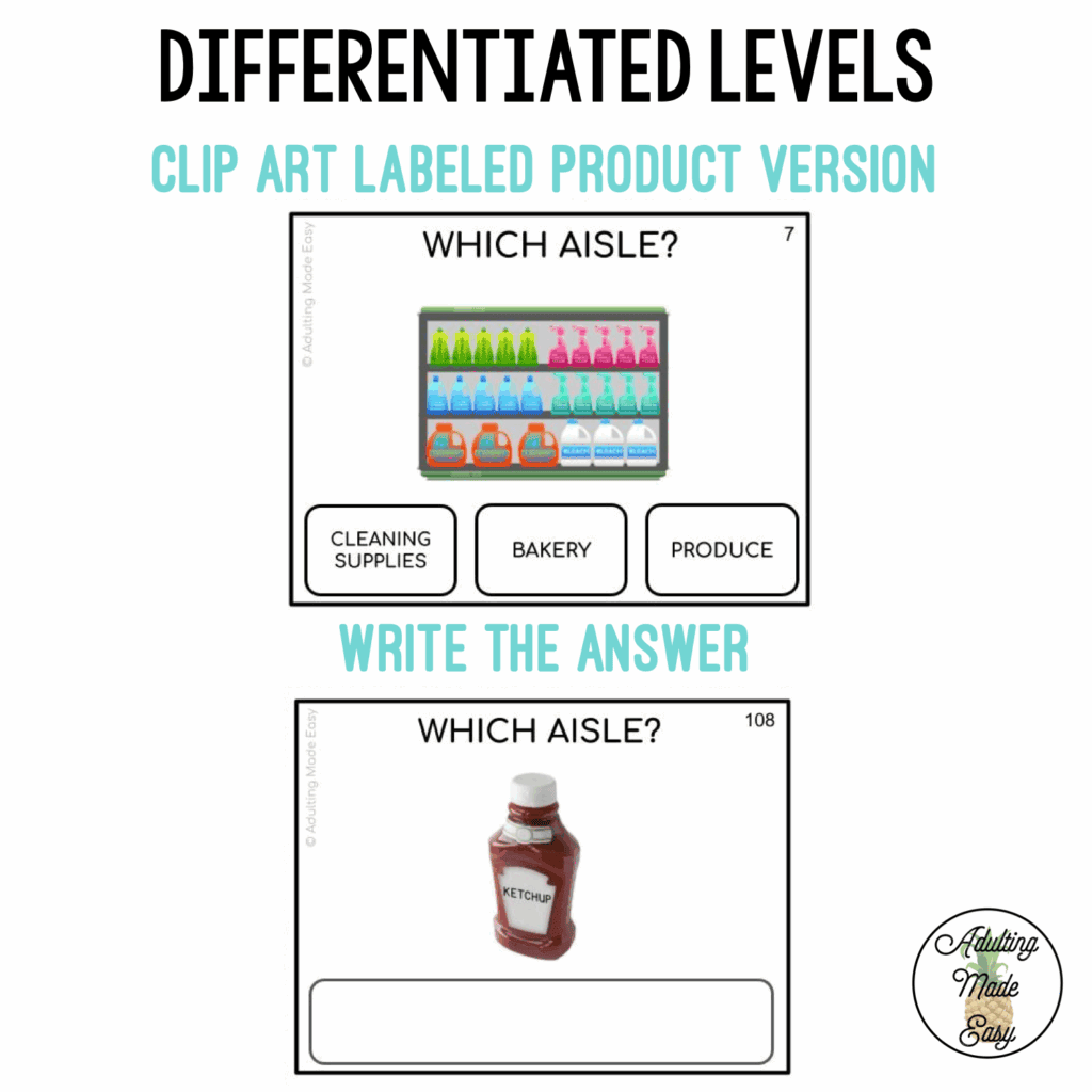 Which Aisle? Grocery Store Task Cards