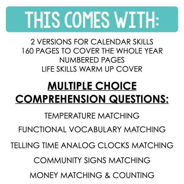 Life Skills Daily Warm Up Worksheets Level 1 - Image 2