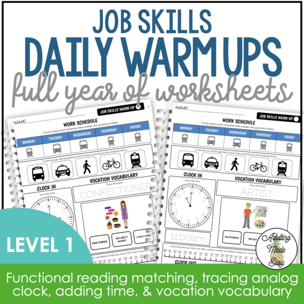 Job Skills Daily Warm Up Worksheets Level 1