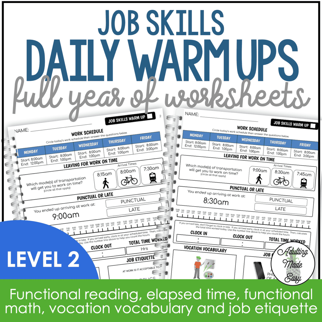 Job Skills Daily Warm Up Worksheets Level 2