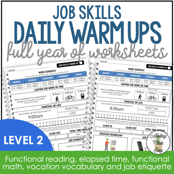 Job Skills Daily Warm Up Worksheets Level 2