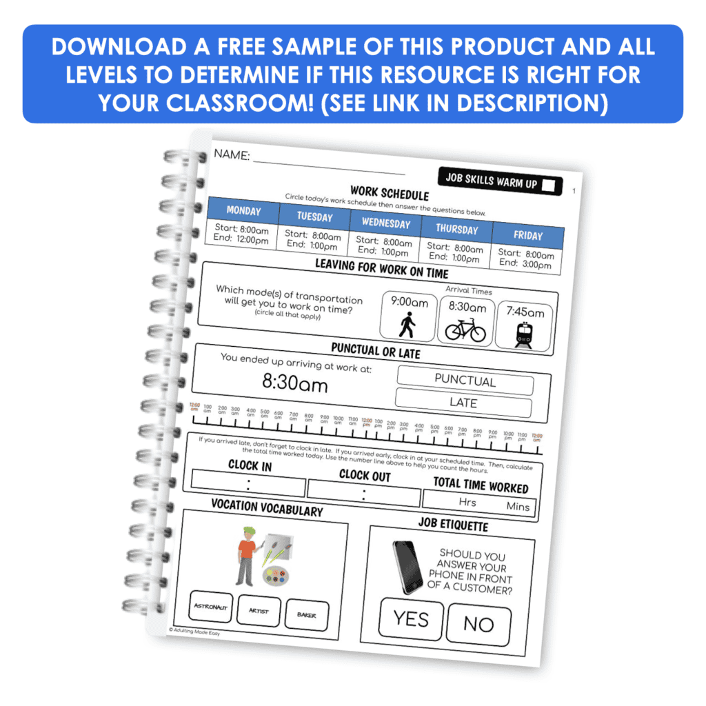Job Skills Daily Warm Up Worksheets Level 2