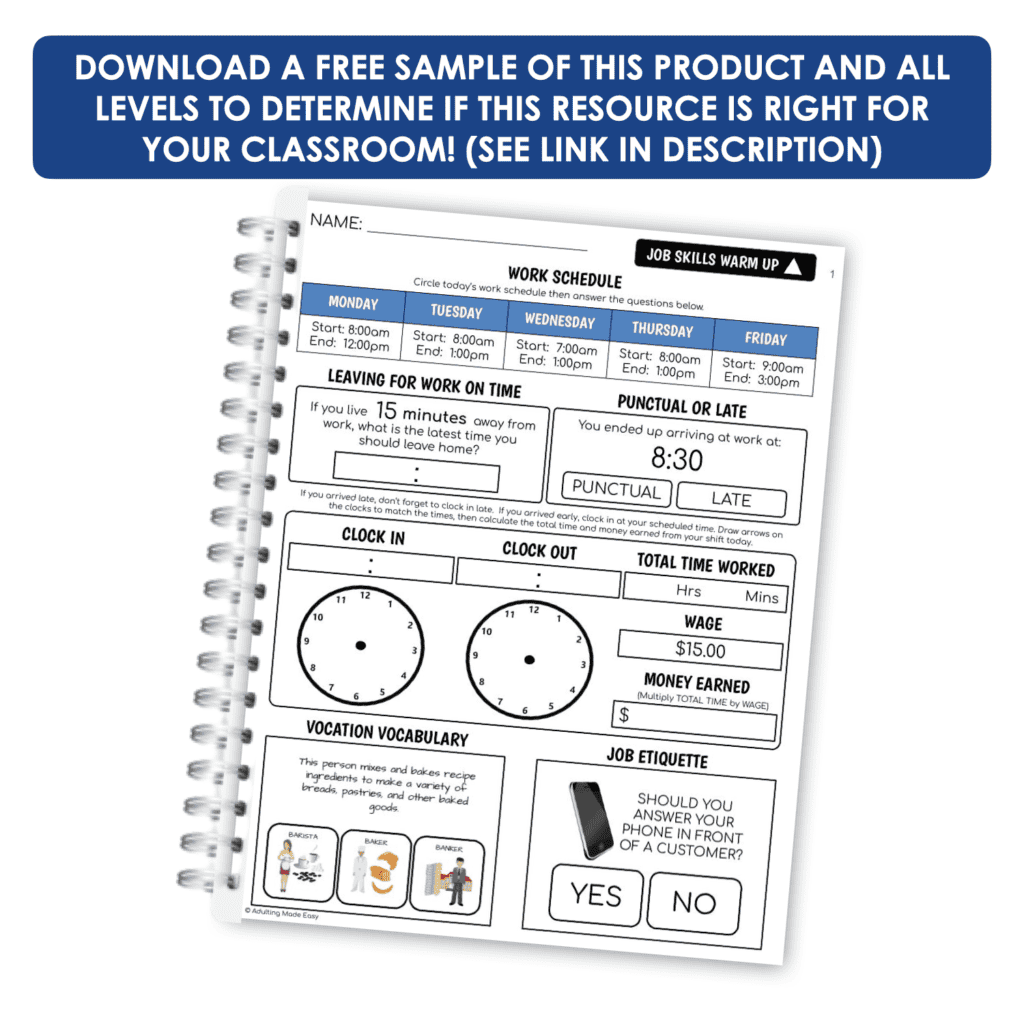 Job Skills Daily Warm Up Worksheets Level 3