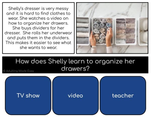Organization Simplified Reading Comprehension Digital Task Cards - Image 4