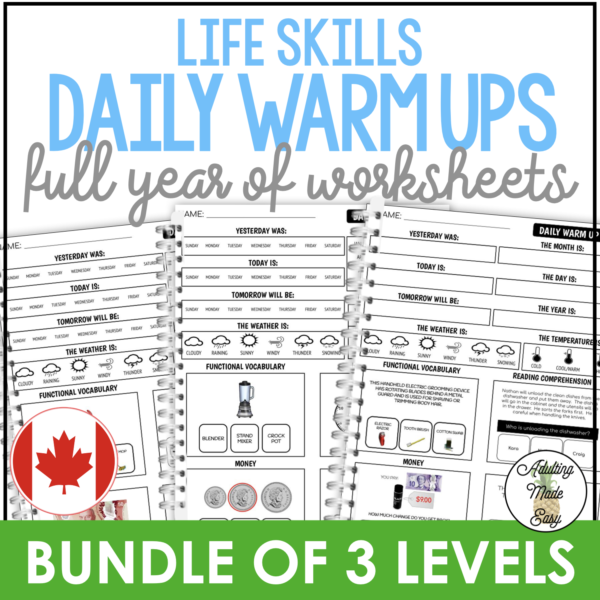 Life Skills Daily Warm Up Worksheets CANADIAN