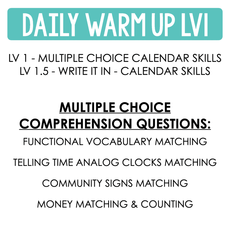 Life Skills Daily Warm Up Worksheets CANADIAN