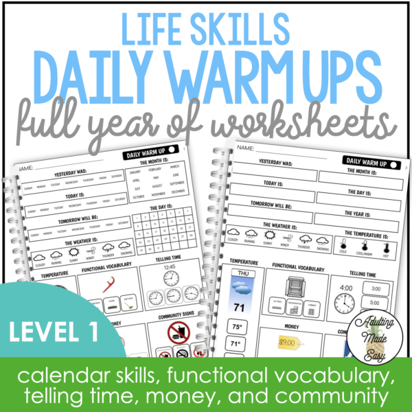 Life Skills Daily Warm Up Worksheets Level 1