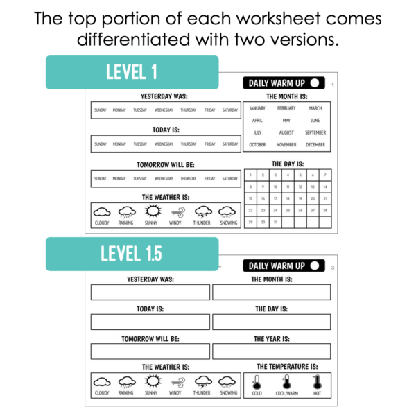 Life Skills Daily Warm Up Worksheets Level 1 - Image 3