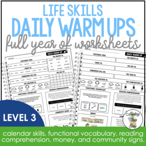 Life Skills Daily Warm Up Worksheets Level 3