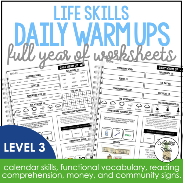 Life Skills Daily Warm Up Worksheets Level 3