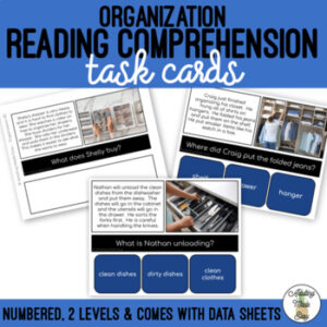 Organization Simplified Reading Comprehension Task Cards