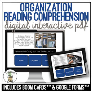 Organization Simplified Reading Comprehension Digital Task Cards