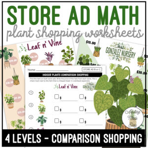 Plants Store Ad Math Comparison Shopping Worksheets