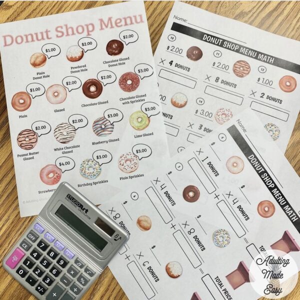 Donut Shop Menu Math