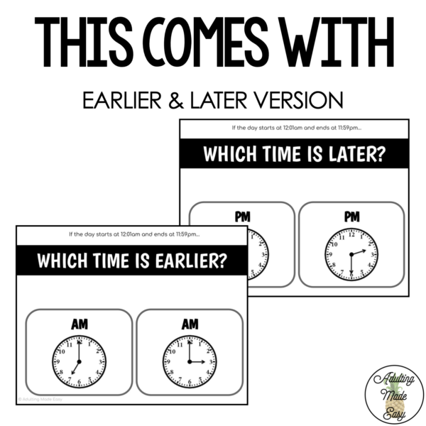 Which Time is Earlier/Later Analog Clocks Digital Task Cards - Image 3