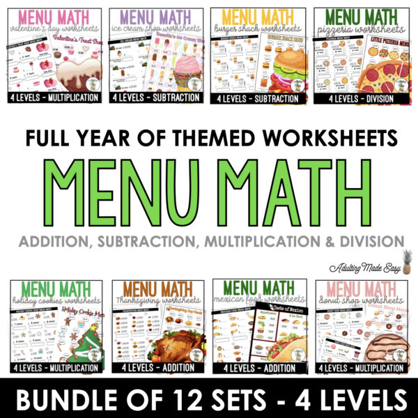 Menu Math Full Year Bundle