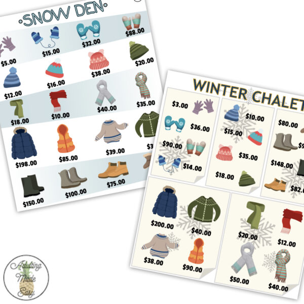 Winter Retail Store Ad Math Comparison Shopping Worksheets - Image 2