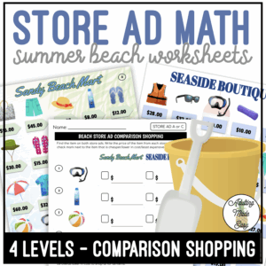 Beach Store Ad Math Comparison Shopping Worksheets