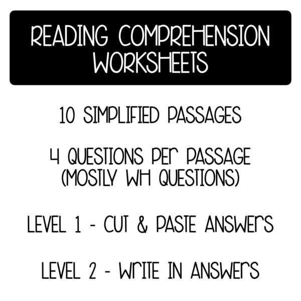 Hygiene Simplified Reading Comprehension Worksheets