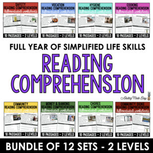 Life Skills Simplified Reading Comprehension Worksheet BUNDLE