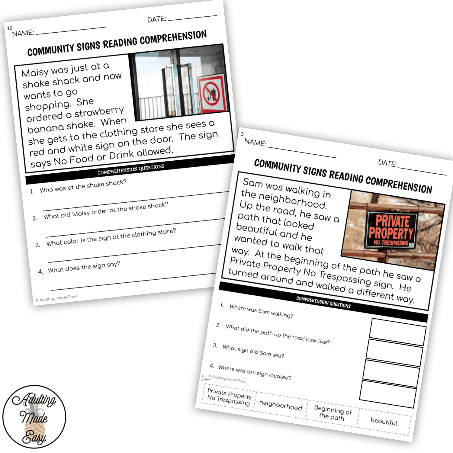 Community Signs Reading Comprehension