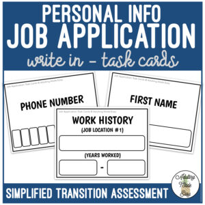 Simplified Personal Info Job Application Write In Task Cards