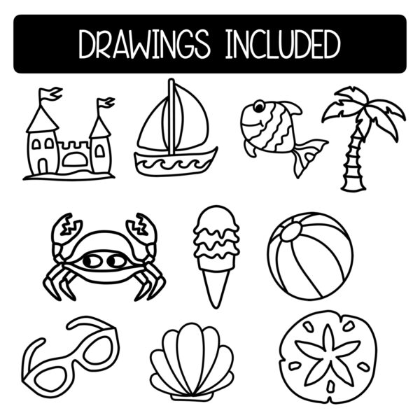Summer Season Art Directed Drawing Worksheets
