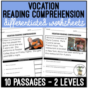 Vocation Simplified Reading Comprehension Worksheets