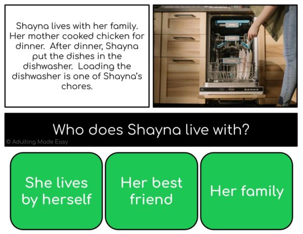 Chores Simplified Reading Comprehension Digital Task Cards - Image 2