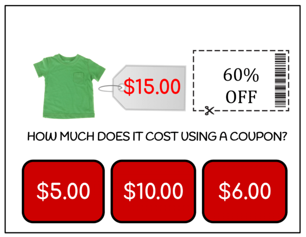 Coupons Department Store Task Cards