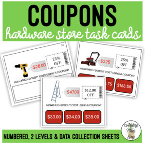 Coupons Hardware Store Task Cards