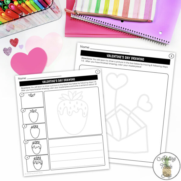 Valentine's Day Art Directed Drawing Worksheets