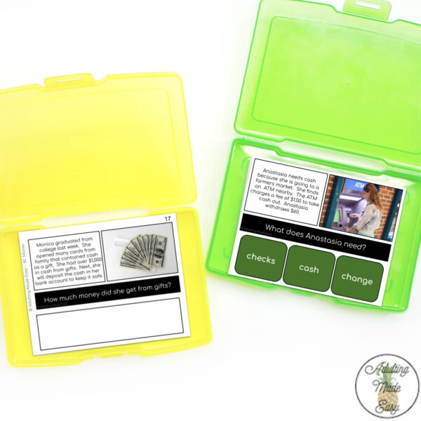 Money & Banking Simplified Reading Comprehension Task Cards