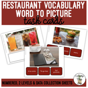 Restaurant Vocabulary Word to Picture Task Cards