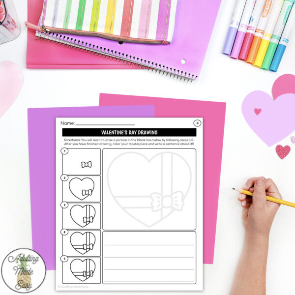 Valentine's Day Art Directed Drawing Worksheets