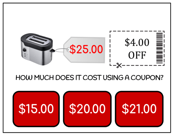 Coupons Department Store Task Cards