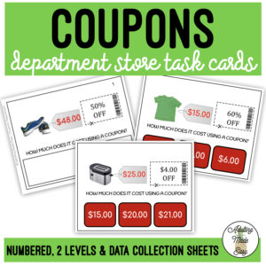 Coupons Department Store Task Cards