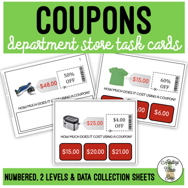 Coupons Department Store Task Cards