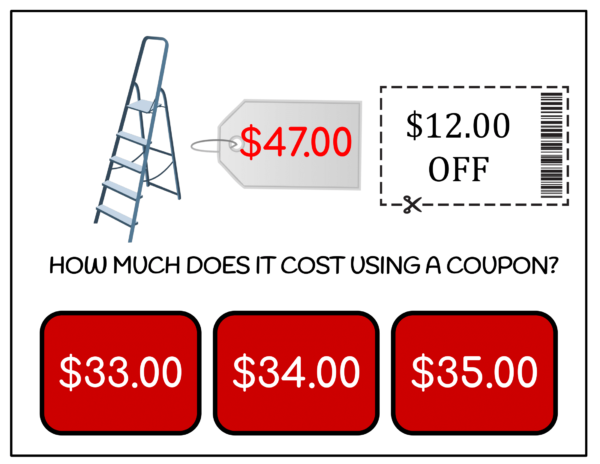 Coupons Hardware Store Task Cards