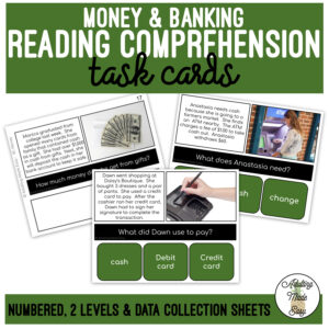 Money & Banking Simplified Reading Comprehension Task Cards