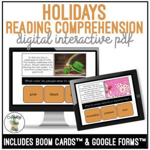 Holidays Simplified Reading Comprehension Digital Interactive Activity