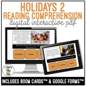 Holidays 2 Simplified Reading Comprehension Digital Interactive Activity