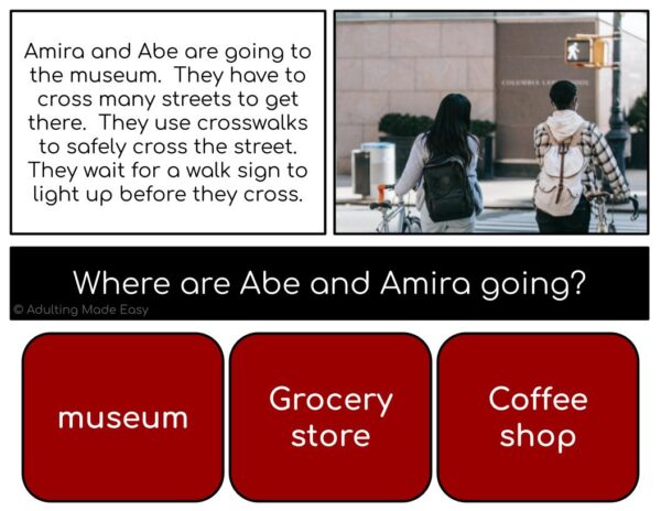 Community Signs Simplified Reading Comprehension Digital Task Cards - Image 2