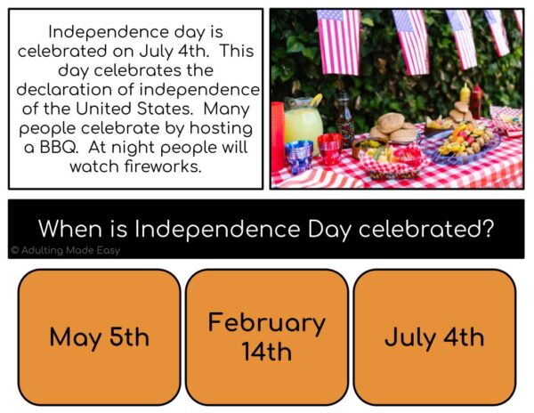 Holidays #2 Simplified Reading Comprehension Digital Task Cards - Image 2